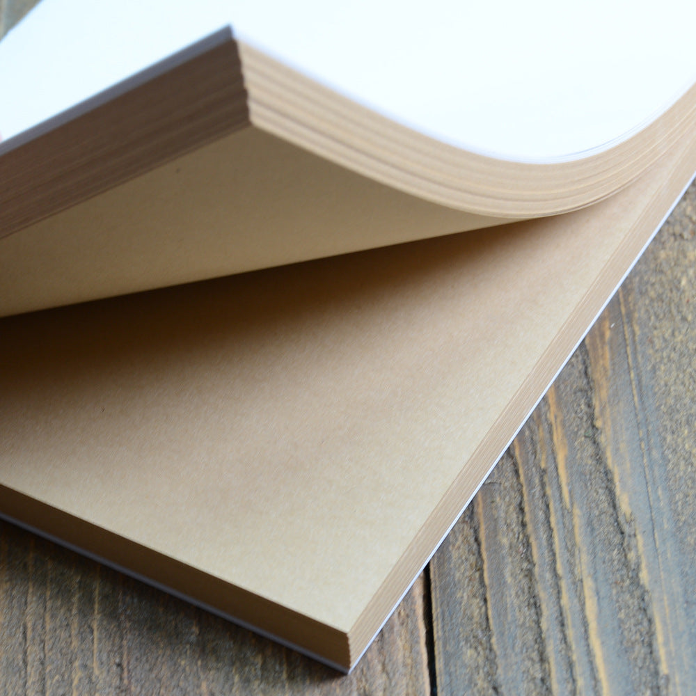Kraft paper pages inside the leather journal from the gift set
