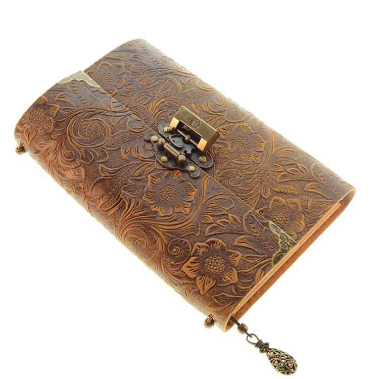 Brown embossed leather journal from the writer's gift set