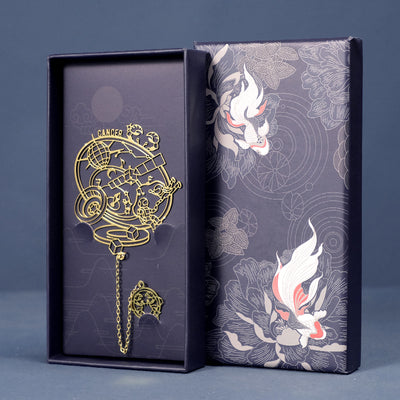 Zodiac bookmark in a gift box for the book lover gift set with a fabric cover, Cancer design