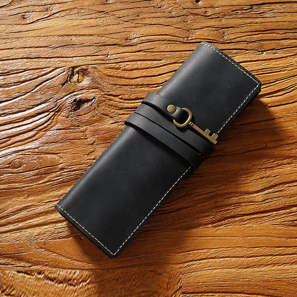 Black leather pen roll from the writer's gift set